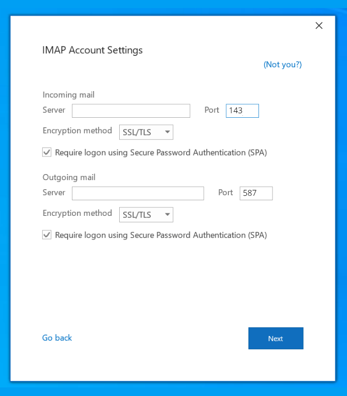 Opsætning af SMTP indstillinger i Outlook 365
