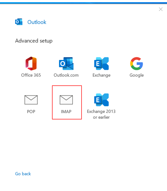 Outlook 365 opsætning - Vælg IMAP